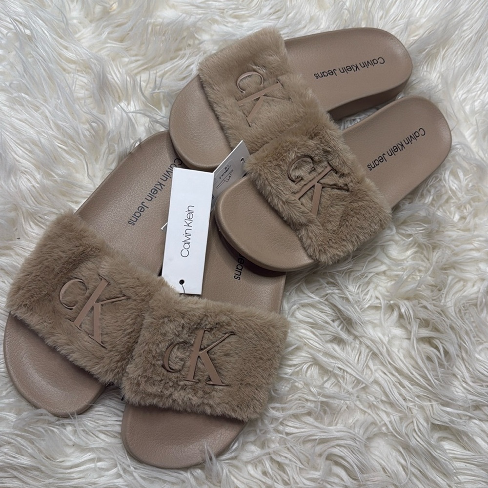 COPY - Brand new Calvin Klein fur slides size 8